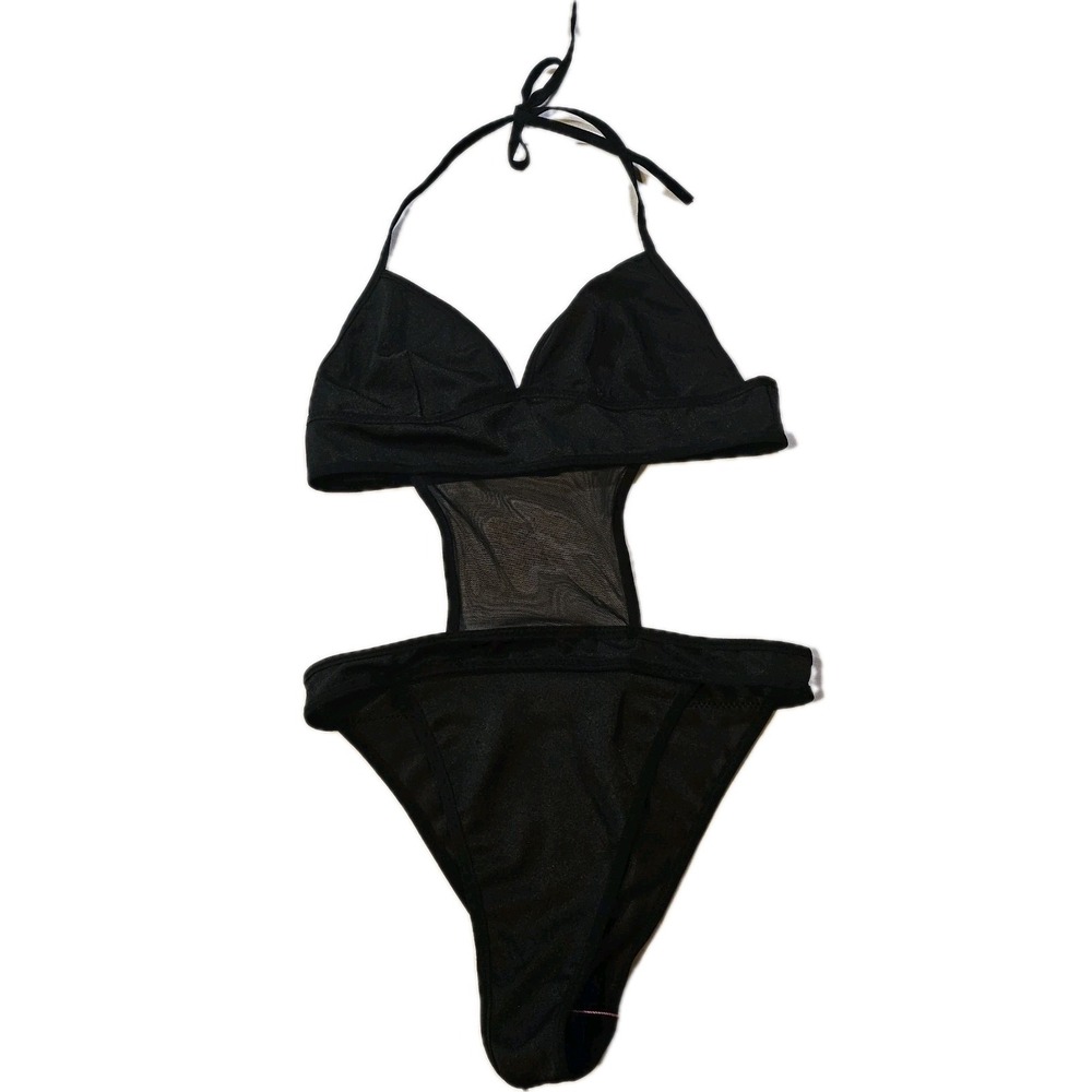 Monokini Black w/ Sheer Women's SZ S Sexy,Travel,Vacation,Beach,Cruise,Pool,Lake